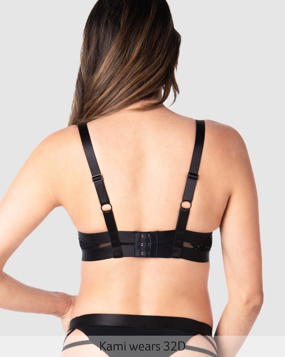 Goddess Plunge Lace Nursing Bra - Black