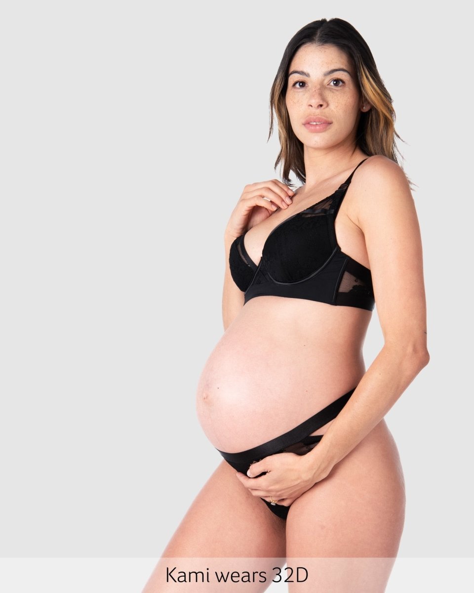 Goddess Plunge Lace Nursing Bra - Black