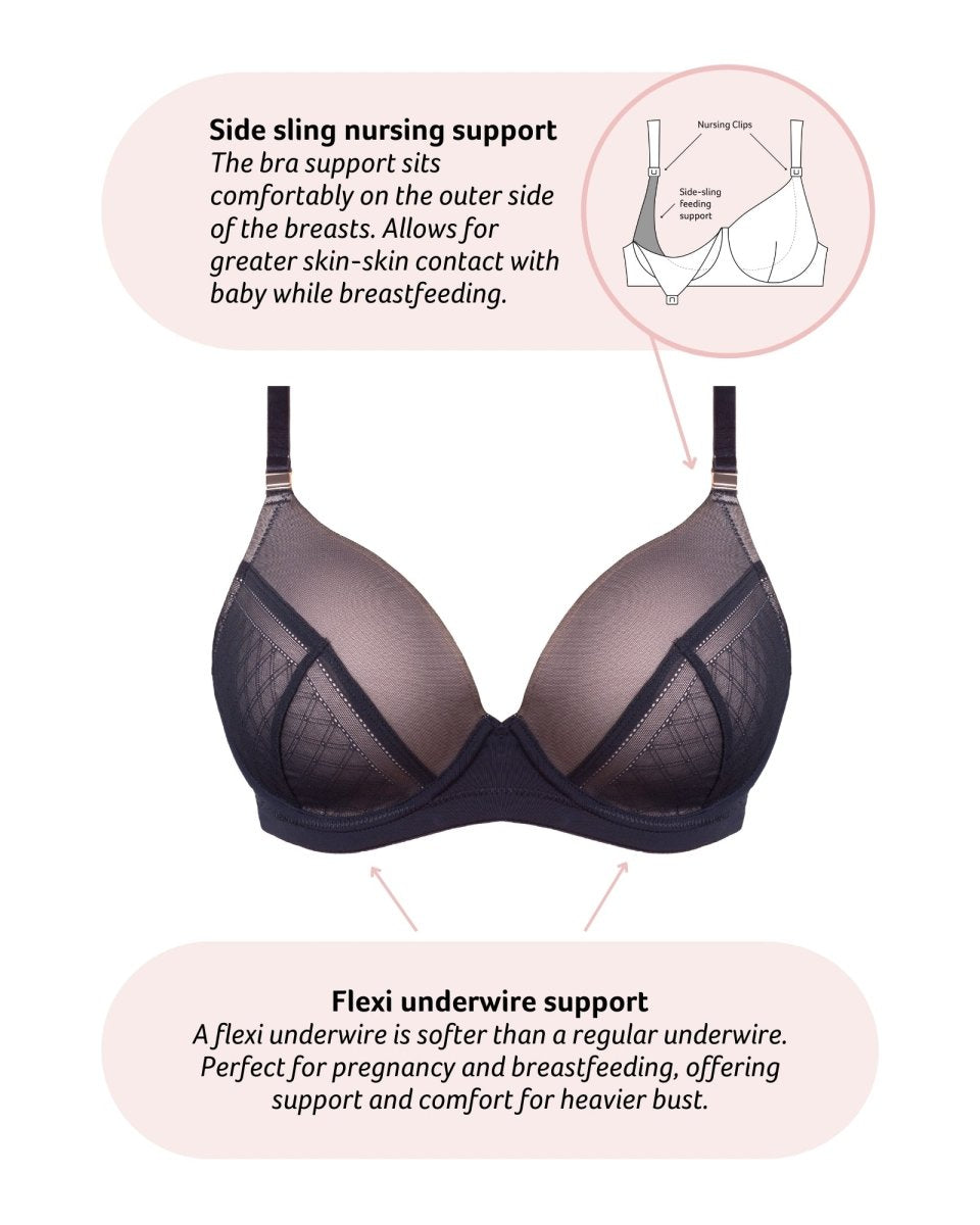 Lunar Eclipse T-Shirt Nursing Bra - Black