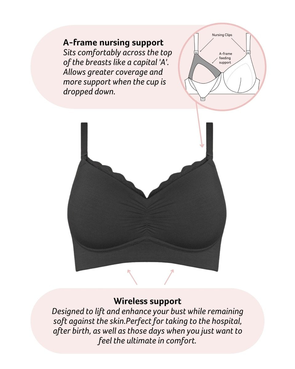 Soutien-gorge d'allaitement en bambou Serenity - Noir