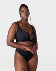 Flawless Full Cup Plunge Nursing Bra - Black