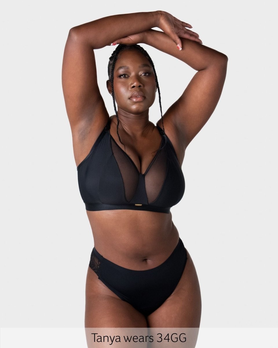 Flawless Full Cup Plunge Nursing Bra - Black