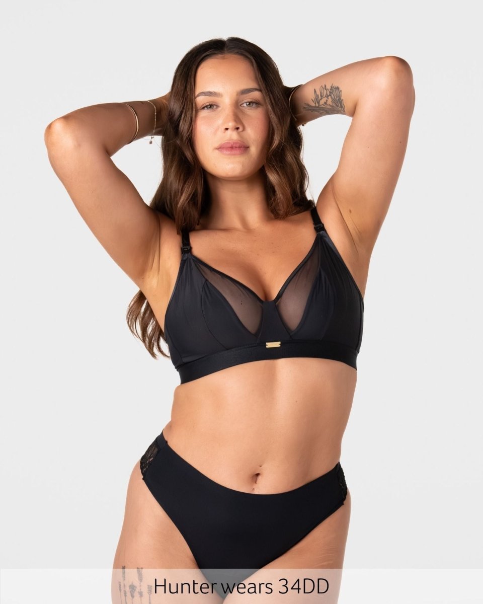 Flawless Full Cup Plunge Nursing Bra - Black