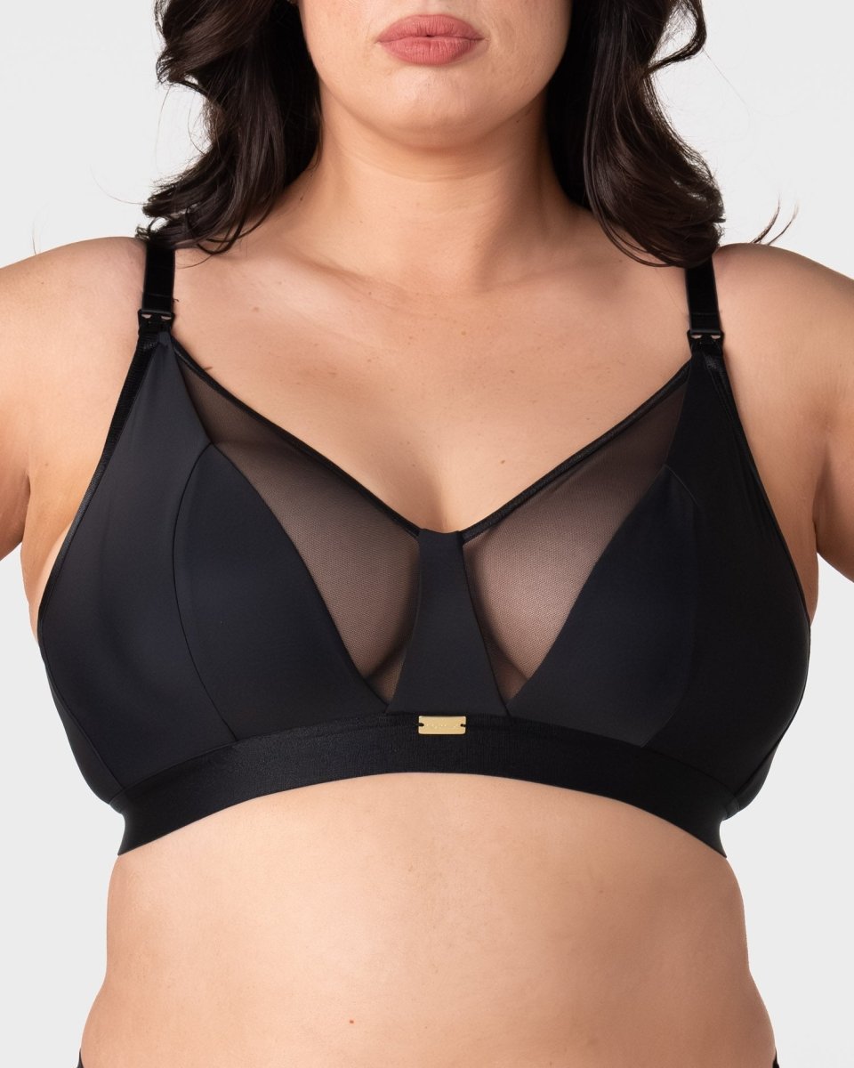 Flawless Full Cup Plunge Nursing Bra - Black