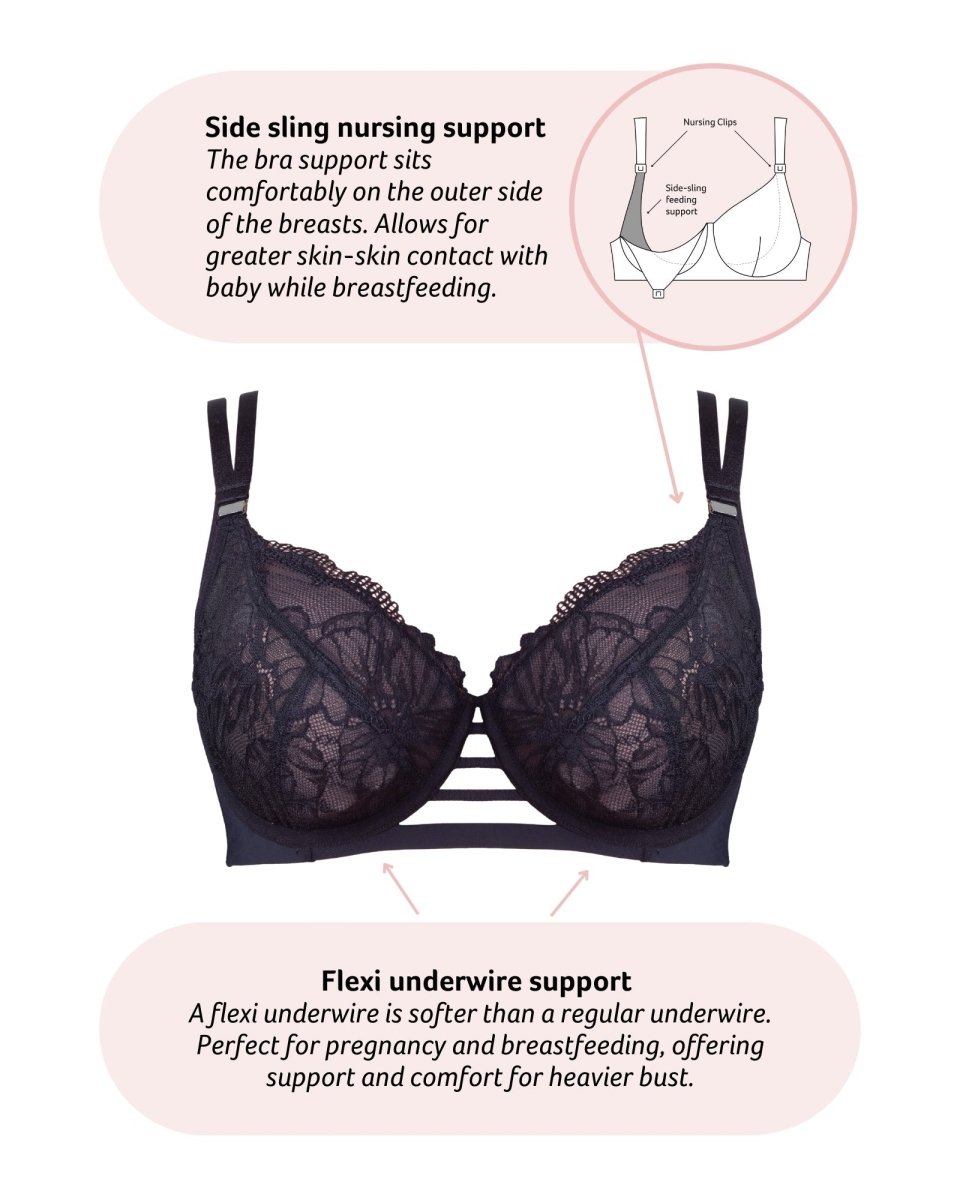 True Luxe Plunge Nursing Bra - Black