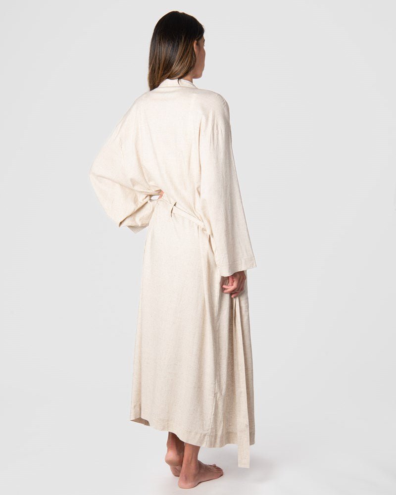 Lounge Robe Birch - Alt Full Length View - Maternity &amp; Nursing Lounge Robe - Hotmilk Lingerie